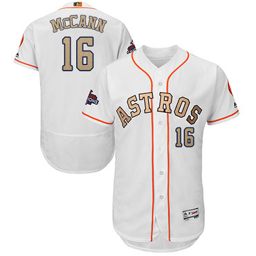 1Houston Astros #16 Brian McCann White FlexBase Authentic 2018 Gold Program Cool Base Stitched MLB Jersey