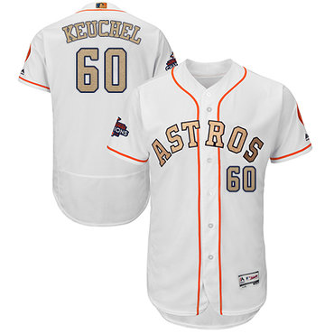 1Houston Astros #60 Dallas Keuchel White FlexBase Authentic 2018 Gold Program Cool Base Stitched MLB Jersey