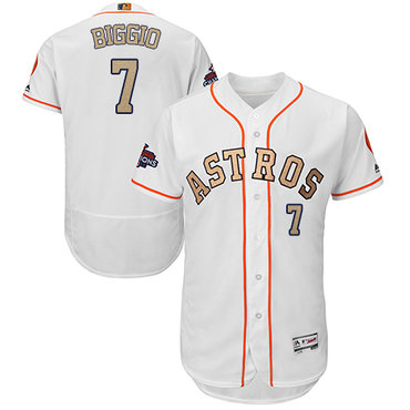 1Houston Astros #7 Craig Biggio White FlexBase Authentic 2018 Gold Program Cool Base Stitched MLB Jersey