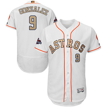 1Houston Astros #9 Marwin Gonzalez White FlexBase Authentic 2018 Gold Program Cool Base Stitched MLB Jersey