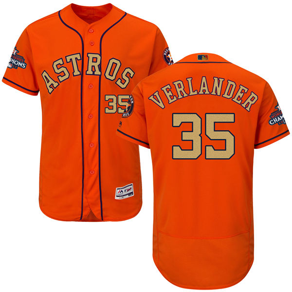 1Men's Houston Astros #35 Justin Verlander Orange 2018 Gold Program Flexbase Stitched MLB Jersey