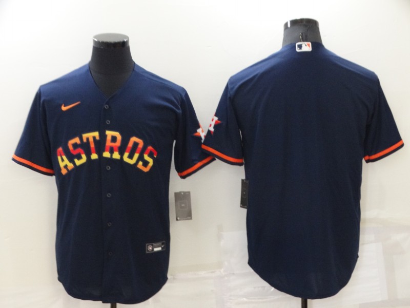 1Men's Houston Astros Blank Navy Blue Rainbow Stitched MLB Cool Base Nike Jersey