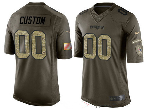 1Men's New England Patriots Custom Olive Camo Salute To Service Veterans Day NFL Nike Limited Jersey