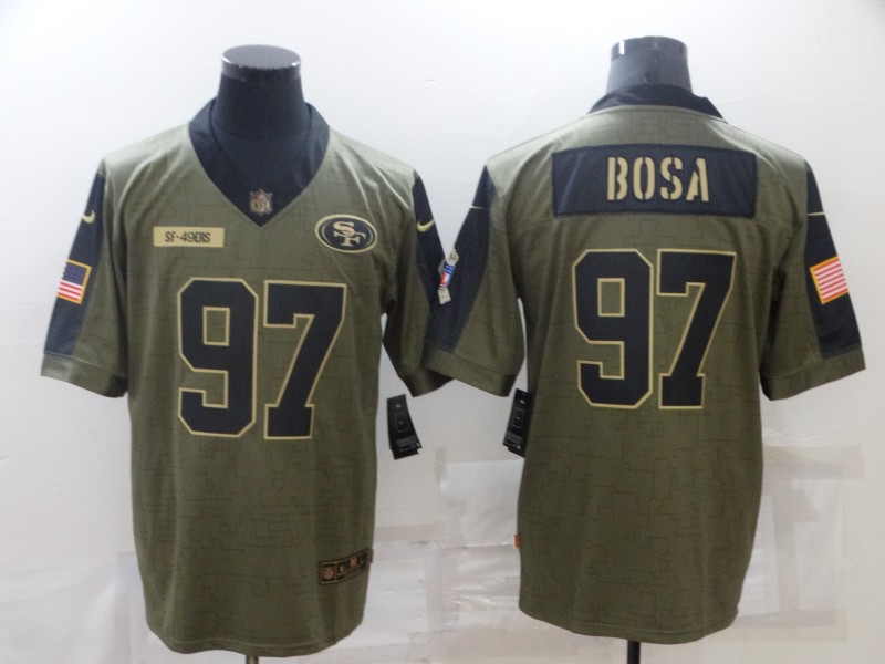 1Men's San Francisco 49ers #97 Nick Bosa Nike Olive 2021 Salute To Service Limited Player Jersey