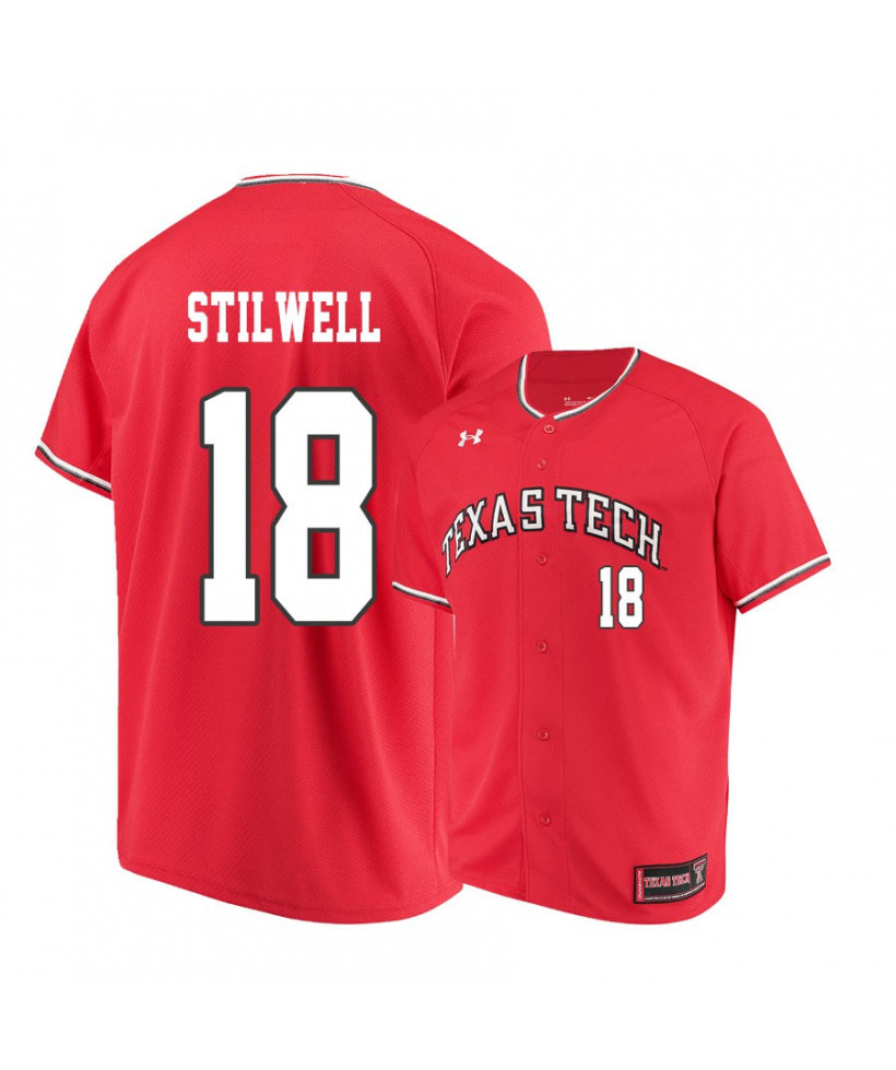 1Mens Texas Tech Red Raiders #8 COLE STILWELL Red Under Armour College Baseball Game Jersey 
