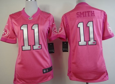 1Nike San Francisco 49ers #11 Alex Smith Pink Love Womens Jersey 