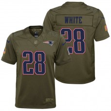 1Youth New England Patriots James White Olive 2017 Salute to Service Game Jersey