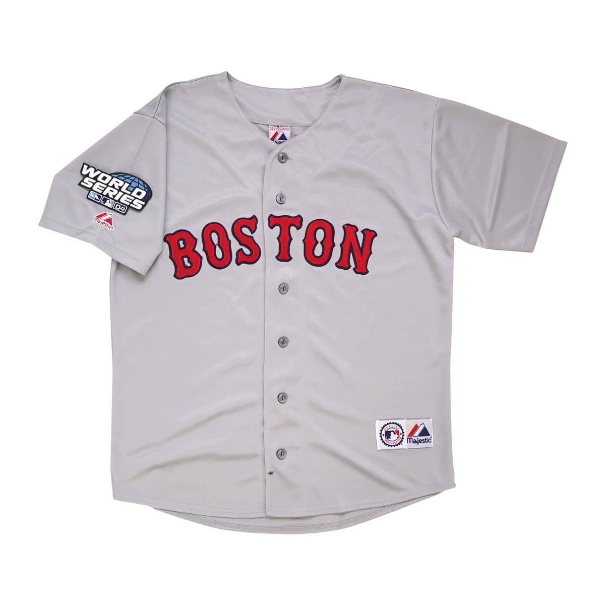 2004 Boston Red Sox Grey Road World Series Jersey Men's (S-3XL)