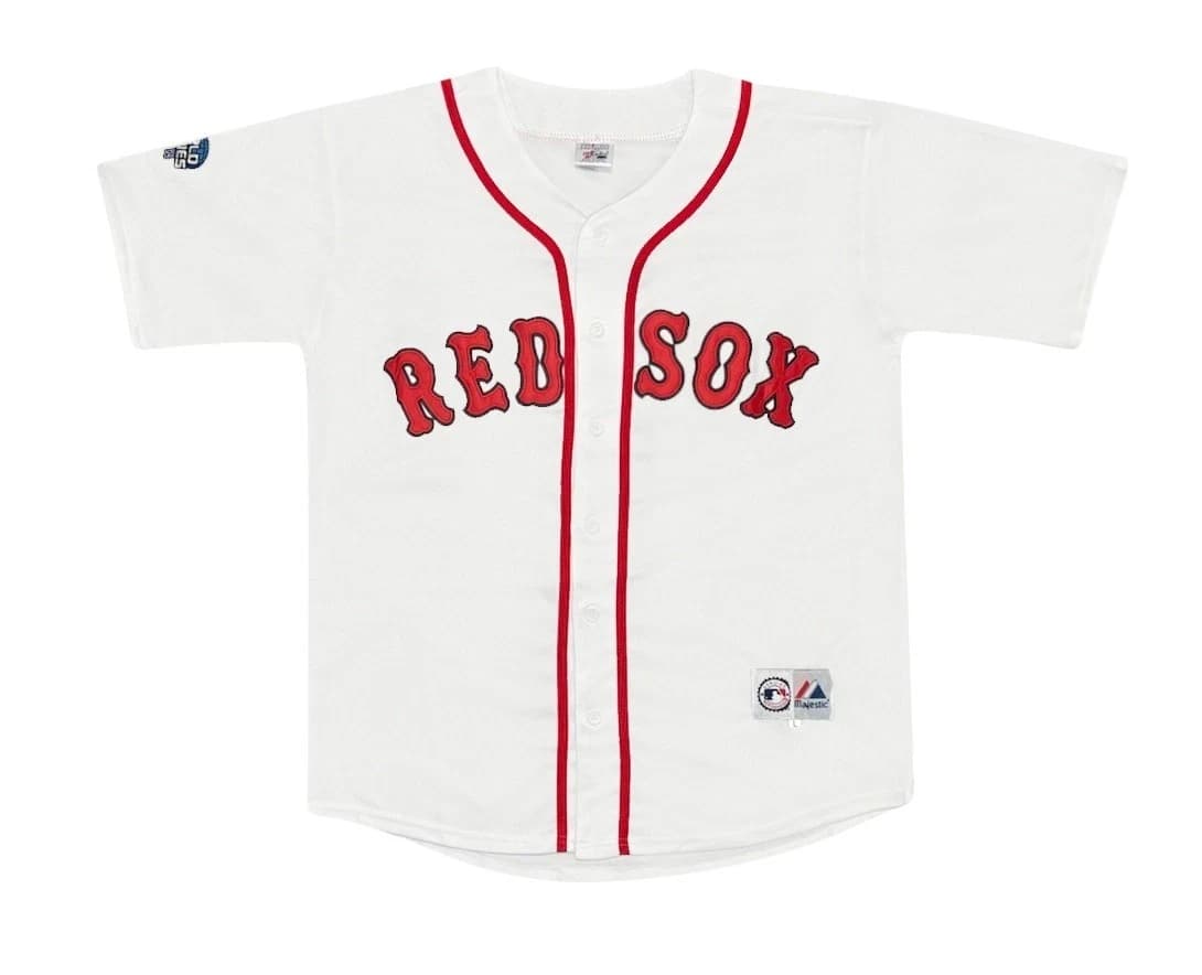 2004 Boston Red Sox Home White World Series Jersey Men's Large