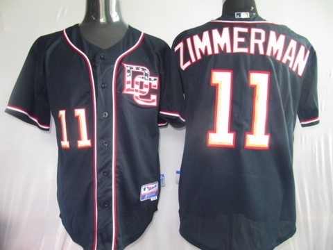 Washington Nationals 11 Zimmerman Dark blue Jerseys
