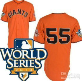 San Francisco Giants 55 Lincecum 2010 World Series Orange Jersey
