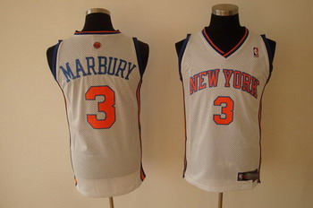 New York Knicks 3 MARBURY white SWINGMAN jerseys