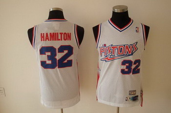 Detroit Pistons 32 HAMILTON white SWINGMAN jerseys