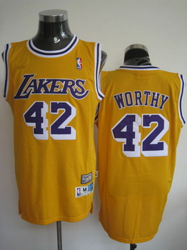 Los Angeles Lakers 42 Worthy Yellow Swingman Jerseys