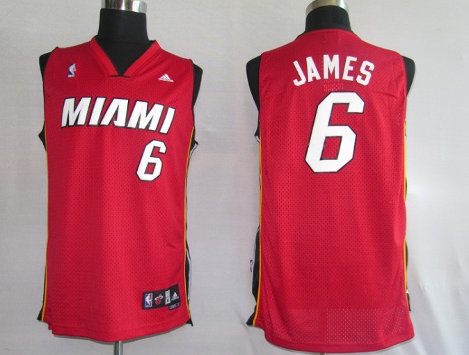 NBA Jerseys Miami Heat 6# James Red [SWINMING
