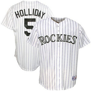 Colorado Rockies #5 Matt Holliday White Pinstripe Jersey