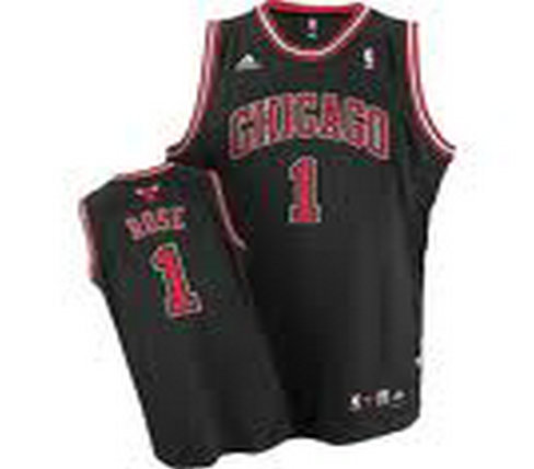 Chicago Bulls #1 Derek Rose Authentic Black Jersey