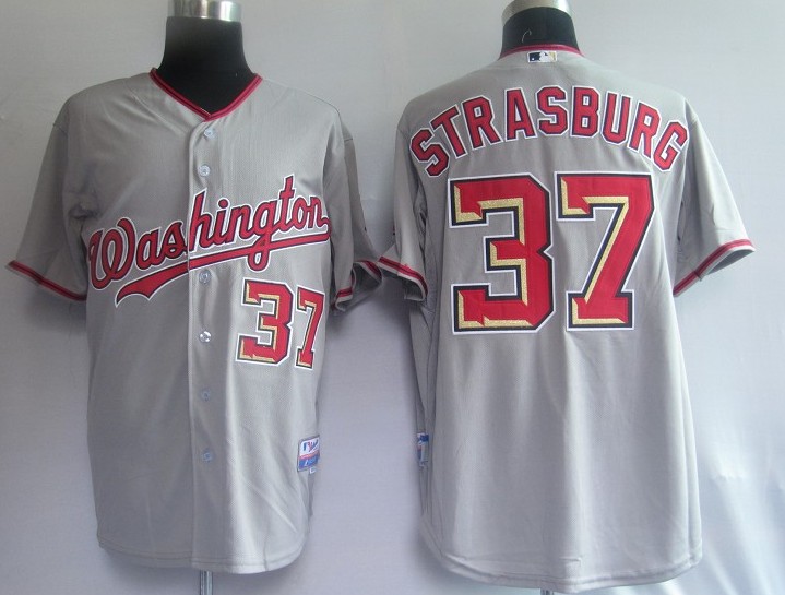 Washington Nationals 37# Strasburg Grey Jerseys