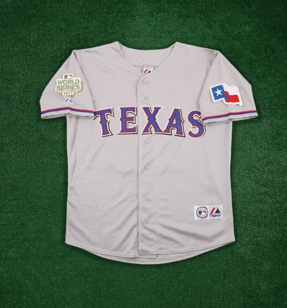 2011 Texas Rangers World Series Men's Grey Road Jersey
