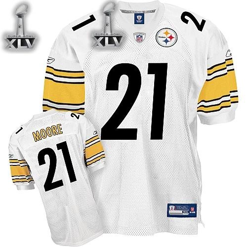 2011 super bowl xlv pittsburgh steelers #21 mewelde moore white