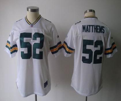 2011 women team jersey green bay packers 52 clav matthews white jersey
