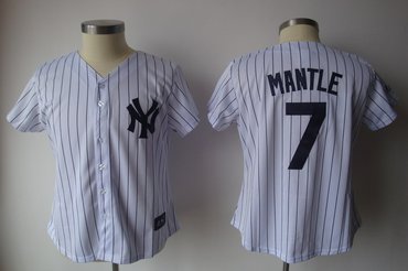 2011 womennull jersey by majestic athletic yankees 7# mantle white