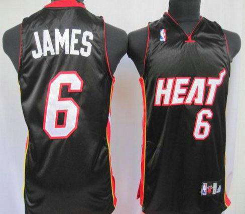 Basketball Kids jerseys Miami Heat 6 James black