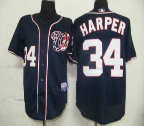 Washington Nationals 34 Bryce Harper jerseys DK blue