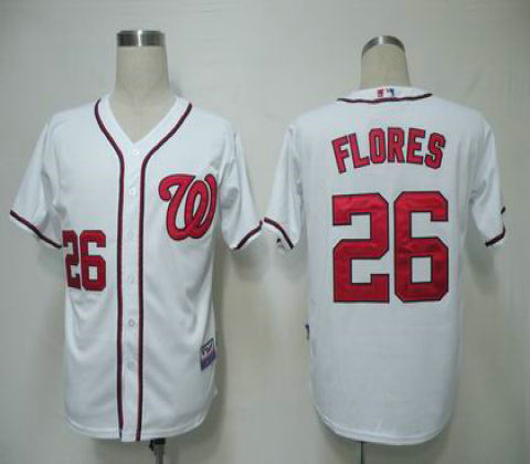 MLB Jerseys Washington Nationals 26 Flores White Cool Base