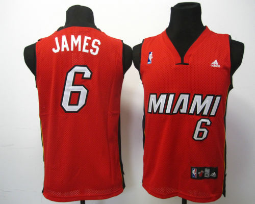 Kids Swingman jerseys Miami Heat 6 James red