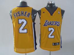 NBA Los Angeless Lakers #2 Fisher Yellow Jerseys swingman