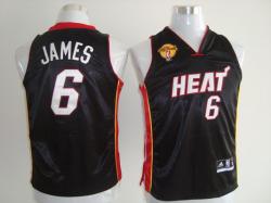 NBA Miami Heat #6 Lebron James Kid Black finals jerseys