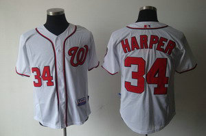 Washington Nationals 34 Bryce Harper White Jerseys