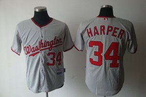 Washington Nationals 34 Bryce Harper Grey Jerseys