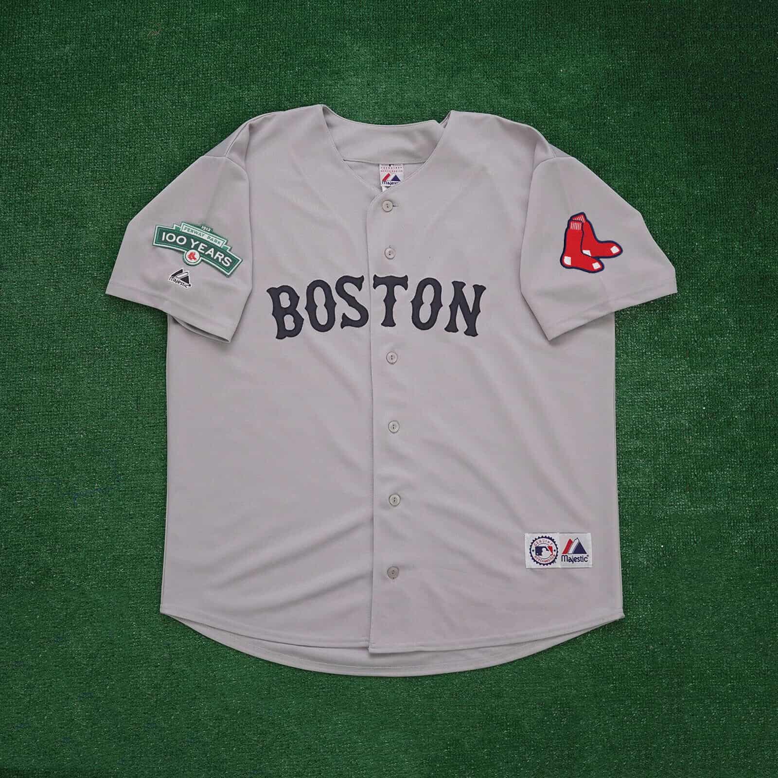 2012 Boston Red Sox Grey Road Men's Jersey w Fenway 100th Patch