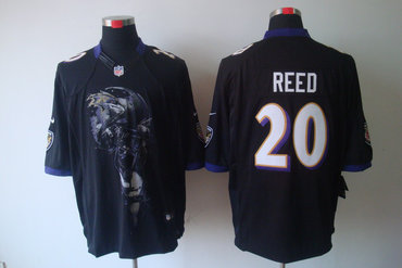 2012 NEW NFL Baltimore Ravens 20 Ed Reed Black Jerseys (Helmet Tri-Blend Limited)