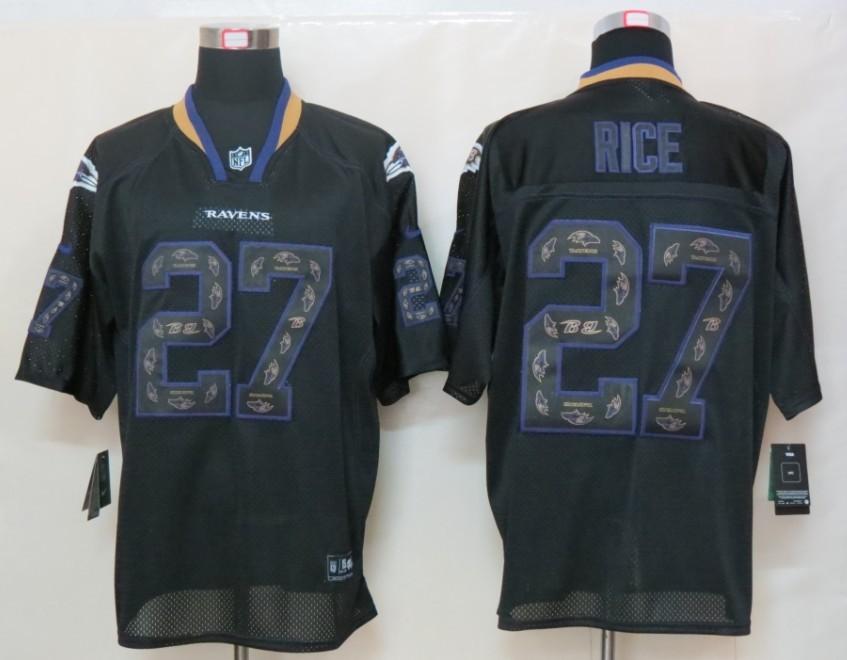 2012 NEW NFL Baltimore Ravens 27 Ray Rice Lights Out Black Elite Jerseys