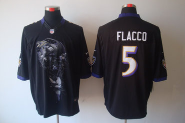 2012 NEW NFL Baltimore Ravens 5 Joe Flacco Black Jerseys (Helmet Tri-Blend Limited)
