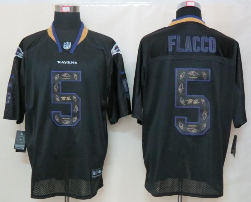 2012 NEW NFL Baltimore Ravens 5 Joe Flacco Lights Out Black Elite Jerseys