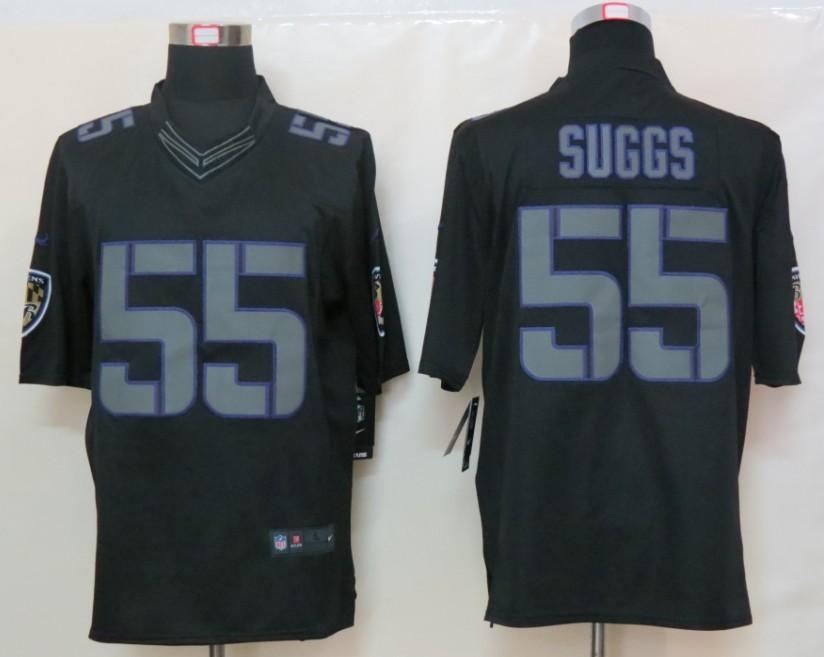 2012 NEW NFL Baltimore Ravens 55 Terrell Suggs Black Jerseys (Impact Limited)