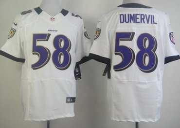 2012 NEW NFL Baltimore Ravens 58 Elvis Dumervil White Jerseys(Elite)