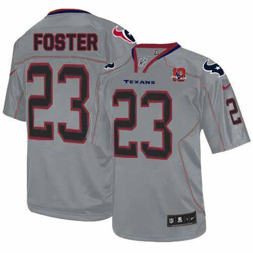 2012 NEW NFL Houston Texans 23 Arian Foster Grey Jerseys W 10th Patch(Elite)