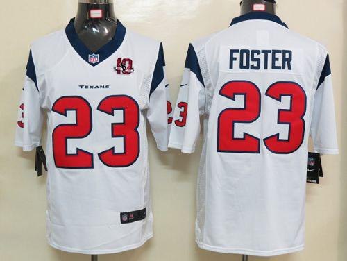 2012 NEW NFL Houston Texans 23 Arian Foster White Jerseys W 10th Patch (Limited)