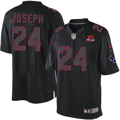 2012 NEW NFL Houston Texans 24 Joseph Black Jerseys W 10th Patch(Impact Limited)