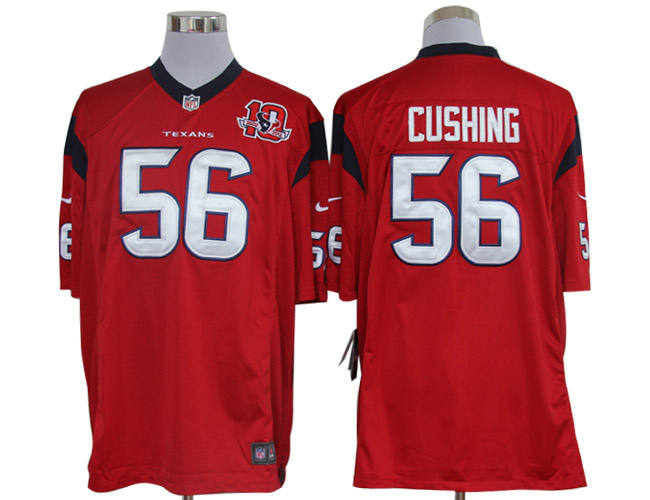 2012 NEW NFL Houston Texans 56 Brian Cushing Red Jerseys W 10th Patch (Limited)