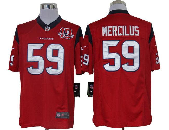 2012 NEW NFL Houston Texans 59 Whitney Mercilus Red Jerseys W 10th Patch(Limited)