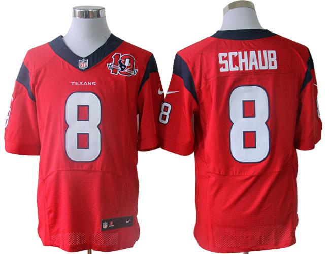 2012 NEW NFL Houston Texans 8 Matt Schaub Red Jerseys W 10th Patch (Elite)