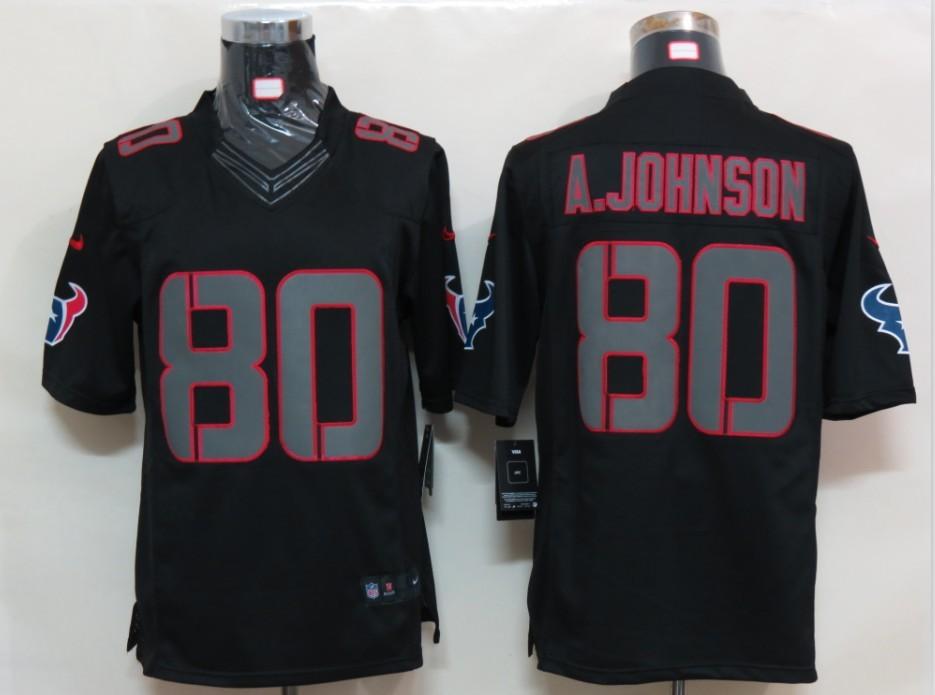 2012 NEW NFL Houston Texans 80 Andre Johnson Black Jerseys (Impact Limited)