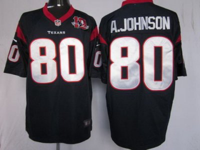 2012 NEW NFL Houston Texans 80 Andre Johnson Blue Jerseys W 10th Patch(Game)