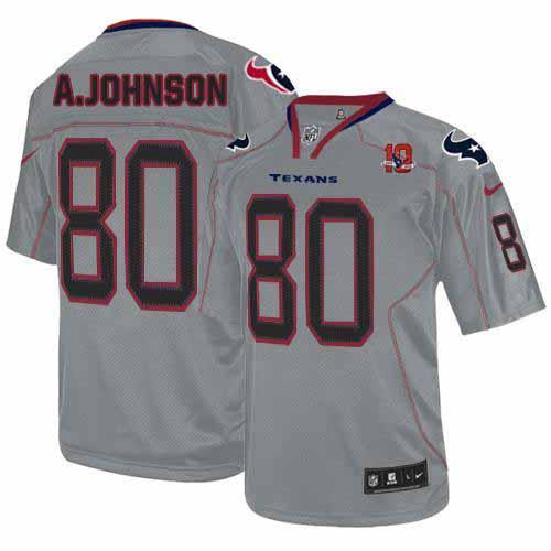 2012 NEW NFL Houston Texans 80 Andre Johnson Grey Jerseys W 10th Patch(Elite)